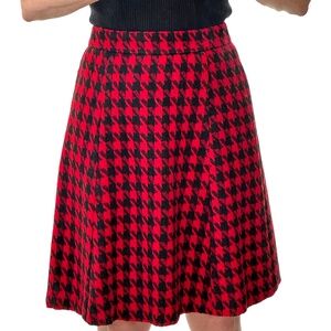 Pink Tartan Cute and Cozy Red and Black Wool Houndstooth Skirt